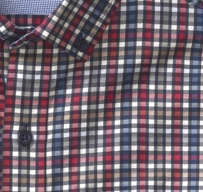 Johnston & Murphy Hommes chemise à carreaux à manches longues TXRN838 vêtements chèque à contour baie/bleu
