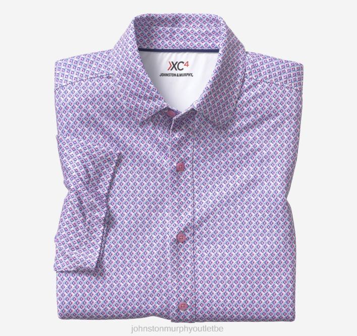 Johnston & Murphy Hommes chemise de performance XC4 TXRN475 vêtements tiret de diamant rose