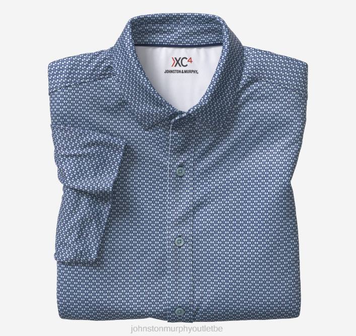 Johnston & Murphy Hommes chemise de performance XC4 TXRN489 vêtements fleur liée bleu marine/menthe
