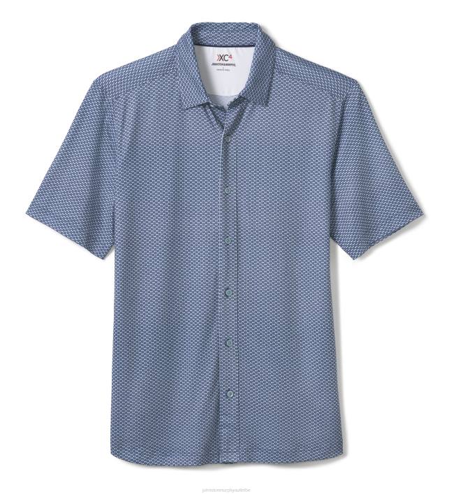 Johnston & Murphy Hommes chemise de performance XC4 TXRN489 vêtements fleur liée bleu marine/menthe