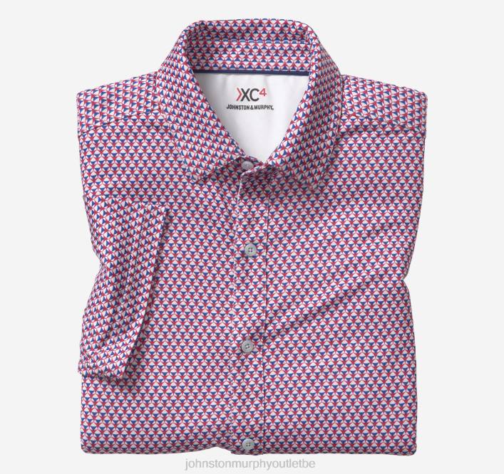 Johnston & Murphy Hommes chemise de performance XC4 TXRN490 vêtements triangle empilé bleu marine/rouge