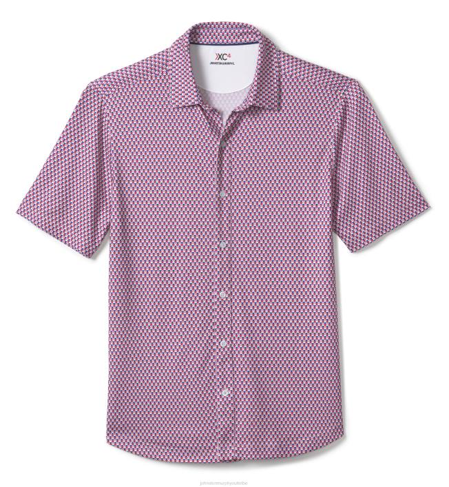Johnston & Murphy Hommes chemise de performance XC4 TXRN490 vêtements triangle empilé bleu marine/rouge