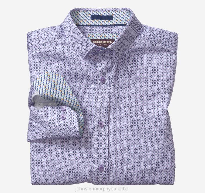 Johnston & Murphy Hommes chemise en coton imprimé TXRN470 vêtements pétale en pointillé violet