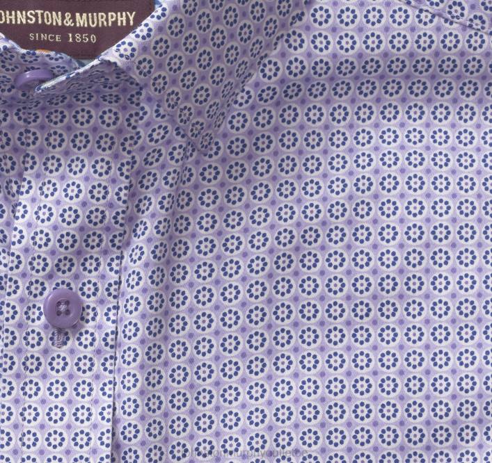 Johnston & Murphy Hommes chemise en coton imprimé TXRN470 vêtements pétale en pointillé violet
