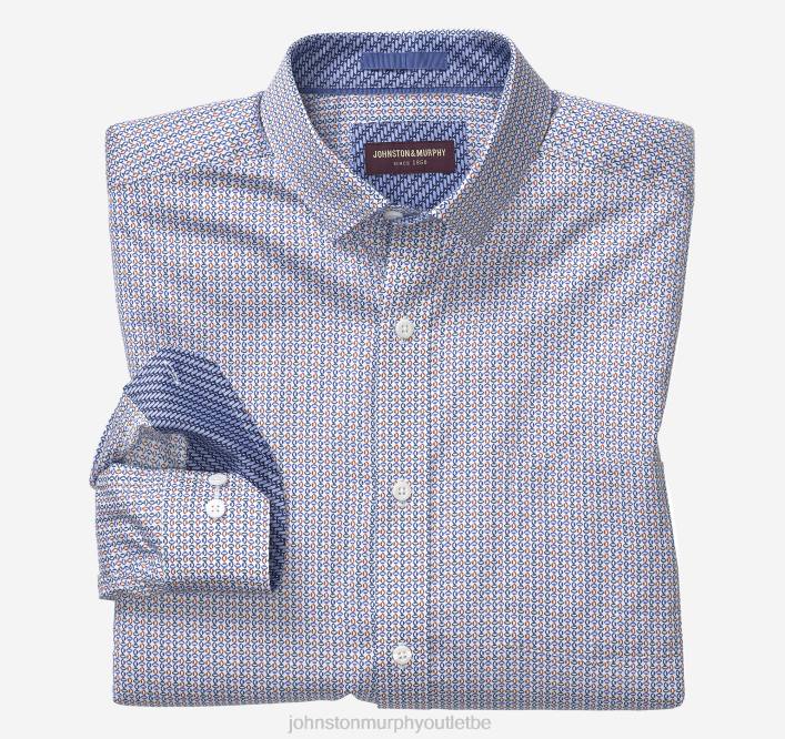 Johnston & Murphy Hommes chemise en coton imprimé TXRN483 vêtements haricot multi mini blanc