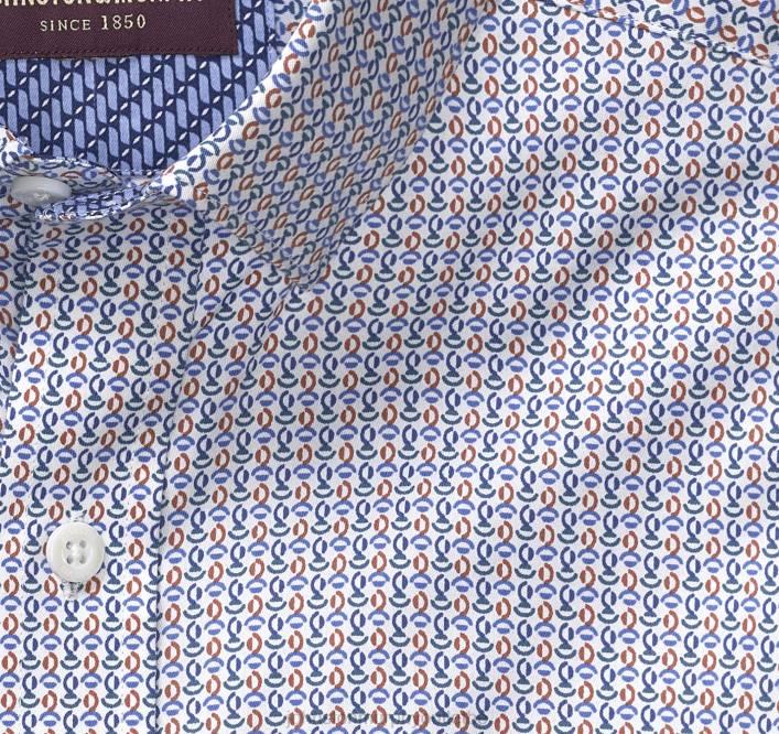 Johnston & Murphy Hommes chemise en coton imprimé TXRN483 vêtements haricot multi mini blanc