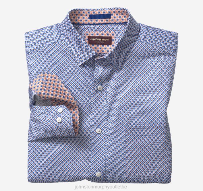 Johnston & Murphy Hommes chemise en coton imprimé TXRN514 vêtements diamant en couches bleu