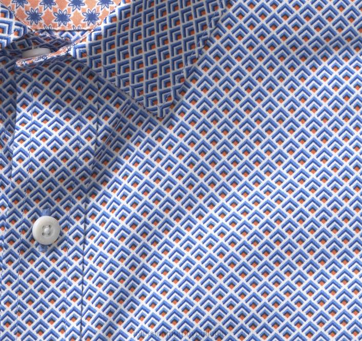 Johnston & Murphy Hommes chemise en coton imprimé TXRN514 vêtements diamant en couches bleu