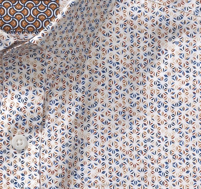 Johnston & Murphy Hommes chemise en coton imprimé TXRN526 vêtements pétale géo beige
