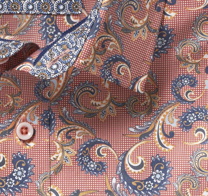 Johnston & Murphy Hommes chemise en coton imprimé TXRN530 vêtements cachemire à carreaux orange