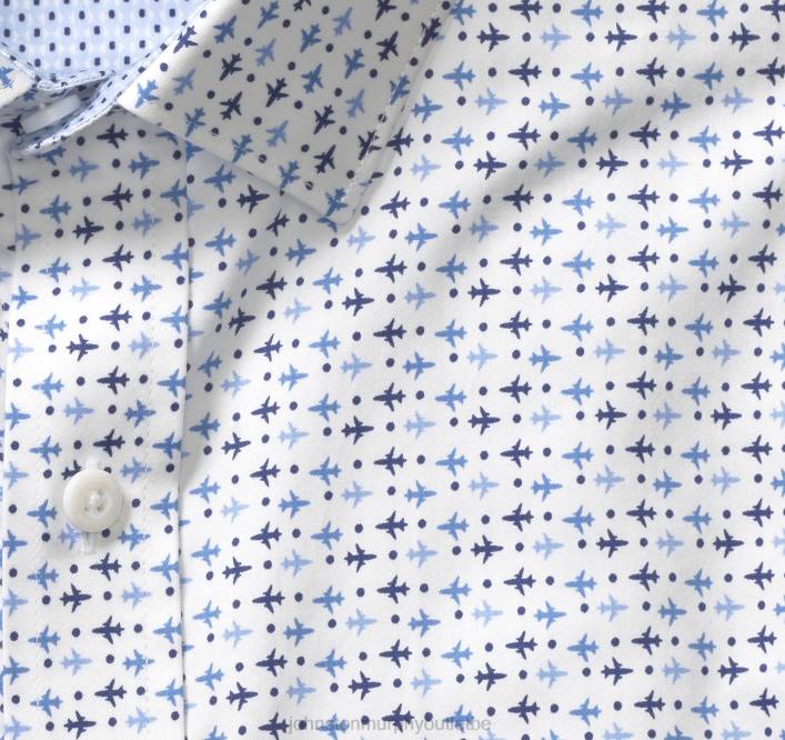 Johnston & Murphy Hommes chemise en coton imprimé TXRN531 vêtements point d'avion blanc