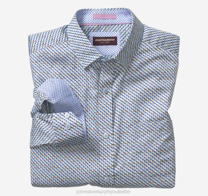 Johnston & Murphy Hommes chemise en coton imprimé TXRN534 vêtements gemme multiple blanche