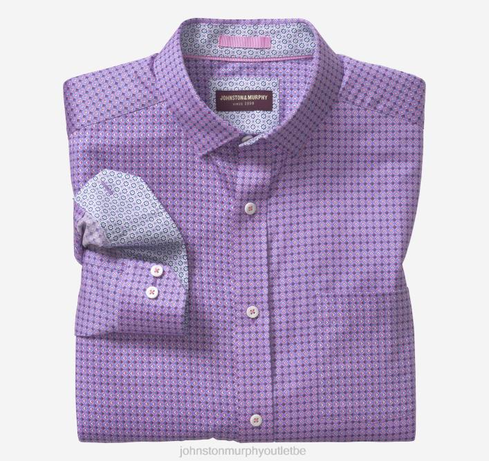 Johnston & Murphy Hommes chemise en coton imprimé TXRN550 vêtements cercle de diamant rose