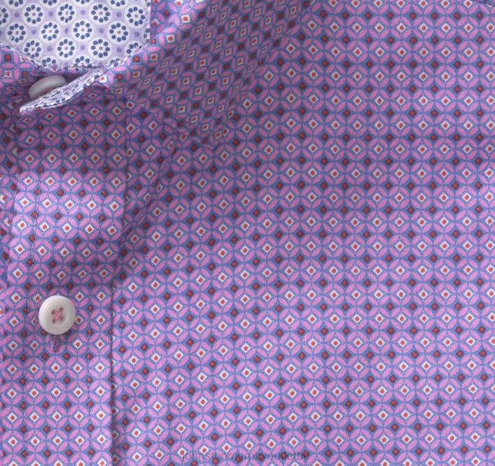 Johnston & Murphy Hommes chemise en coton imprimé TXRN550 vêtements cercle de diamant rose