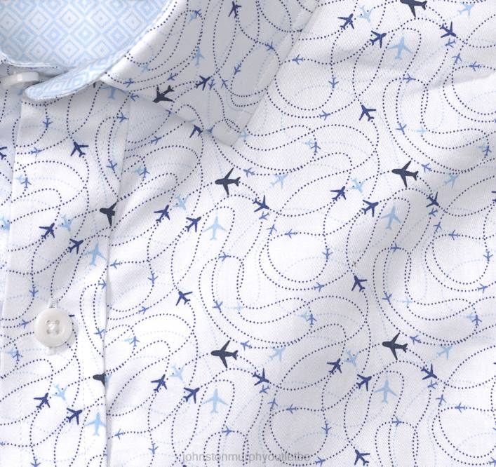 Johnston & Murphy Hommes chemise en coton imprimé TXRN568 vêtements avion blanc