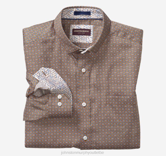 Johnston & Murphy Hommes chemise en coton imprimé TXRN569 vêtements arc tournant orange