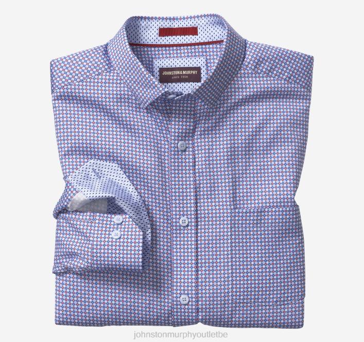 Johnston & Murphy Hommes chemise en coton imprimé TXRN591 vêtements cercle bleu étoile nautique