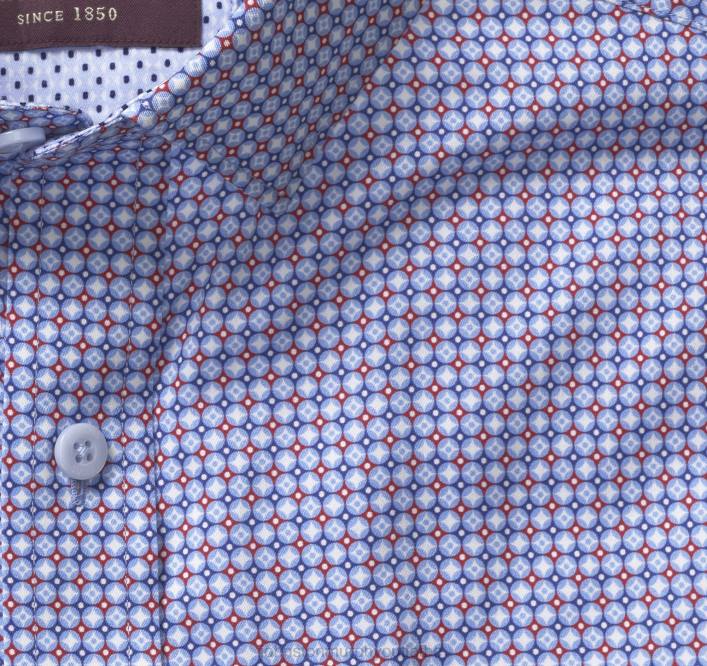 Johnston & Murphy Hommes chemise en coton imprimé TXRN591 vêtements cercle bleu étoile nautique