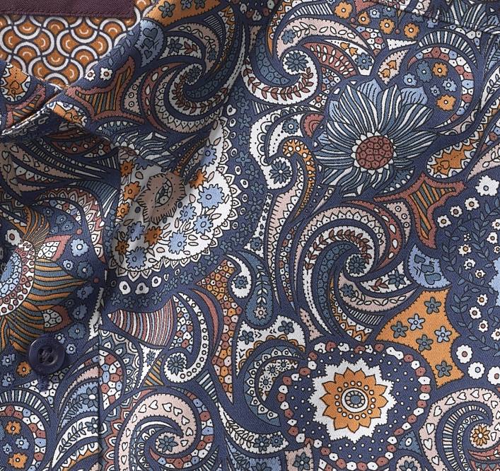 Johnston & Murphy Hommes chemise en coton imprimé TXRN592 vêtements cachemire tourbillonnant orange/marine