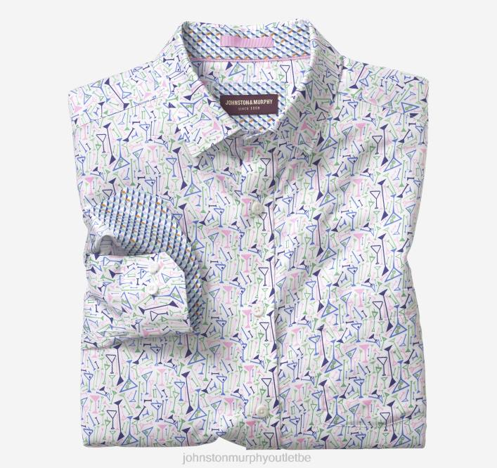 Johnston & Murphy Hommes chemise en coton imprimé TXRN593 vêtements Martini blanc