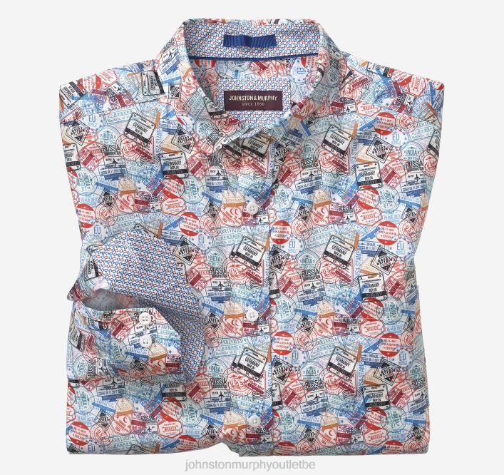 Johnston & Murphy Hommes chemise en coton imprimé TXRN607 vêtements timbre multi-voyage