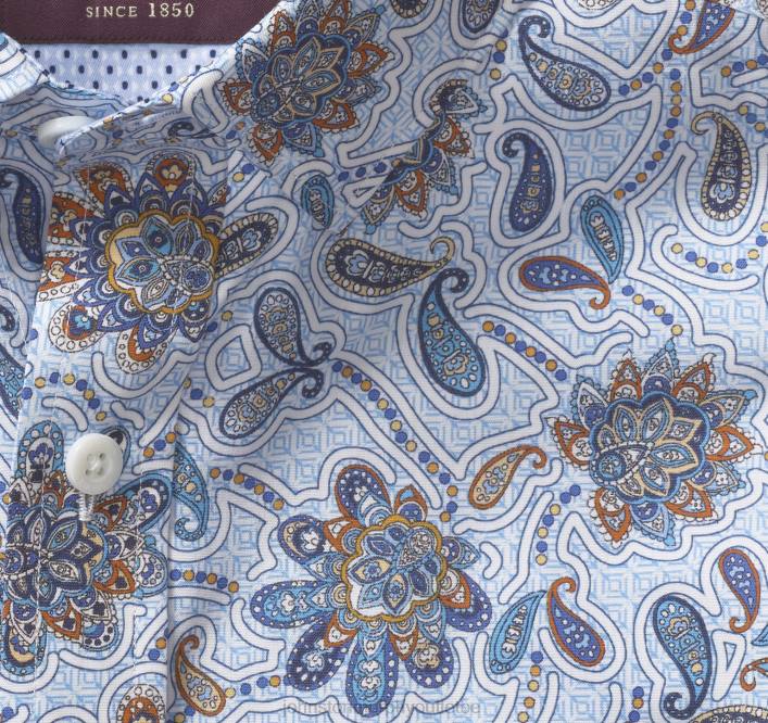 Johnston & Murphy Hommes chemise en coton imprimé TXRN619 vêtements cachemire floral ciel