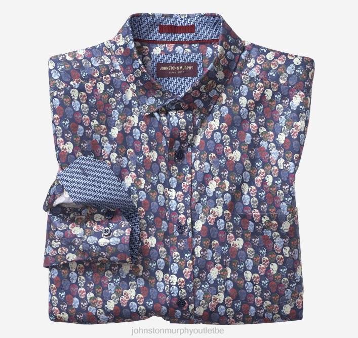 Johnston & Murphy Hommes chemise en coton imprimé TXRN638 vêtements crâne marine