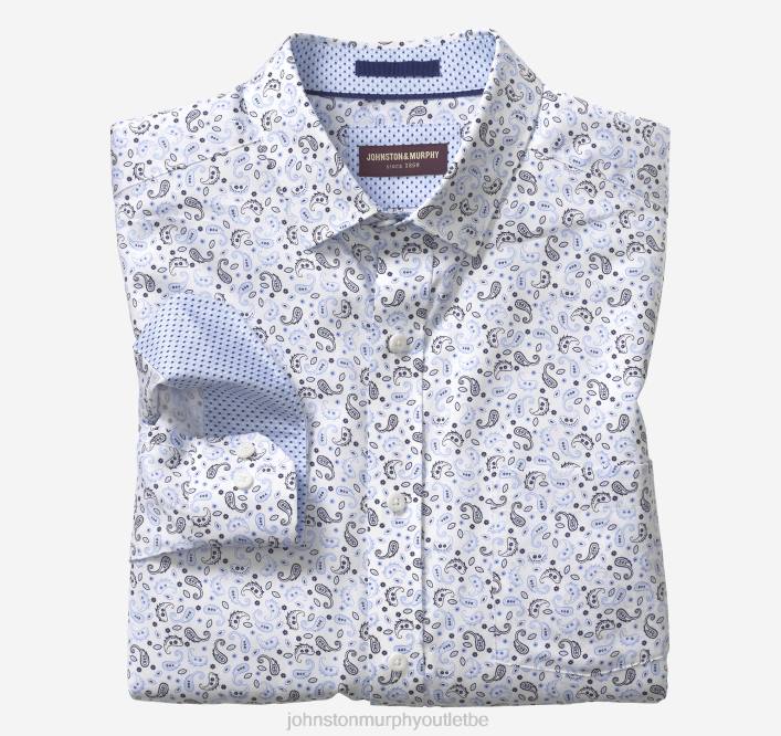 Johnston & Murphy Hommes chemise en coton imprimé TXRN640 vêtements cachemire blanc/bleu