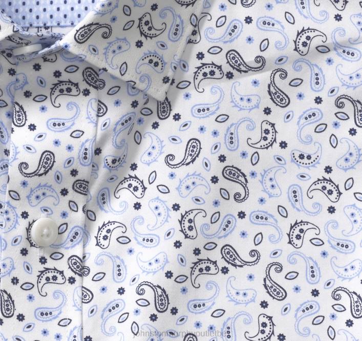 Johnston & Murphy Hommes chemise en coton imprimé TXRN640 vêtements cachemire blanc/bleu