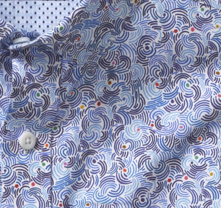 Johnston & Murphy Hommes chemise en coton imprimé TXRN643 vêtements vagues bleues