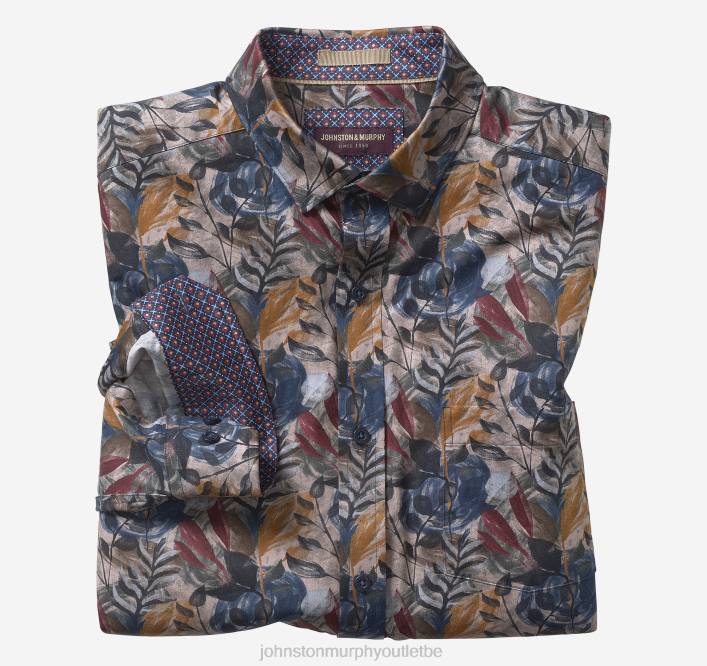 Johnston & Murphy Hommes chemise en coton imprimé TXRN667 vêtements aquarelle marine