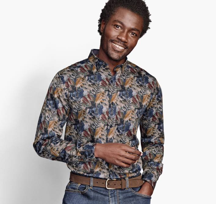 Johnston & Murphy Hommes chemise en coton imprimé TXRN667 vêtements aquarelle marine