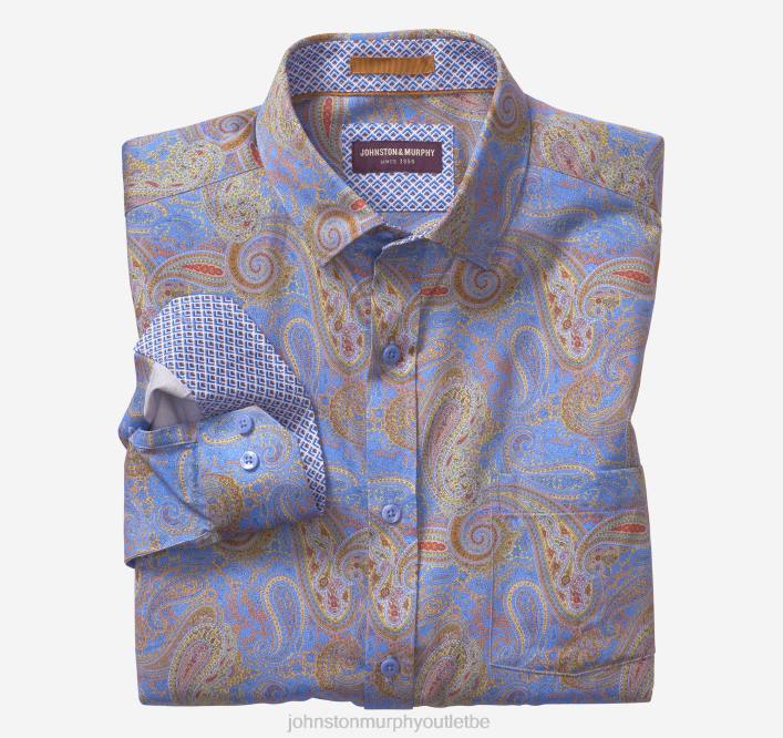 Johnston & Murphy Hommes chemise en coton imprimé TXRN742 vêtements grand cachemire bleu