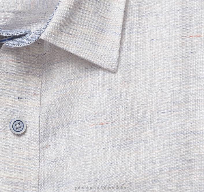 Johnston & Murphy Hommes chemise en lin mélangé lavé TXRN583 vêtements flammé blanc