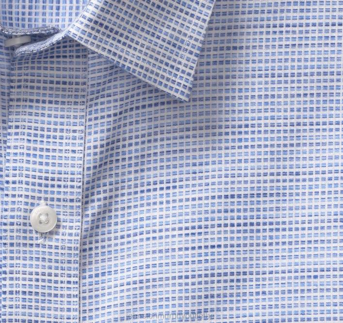 Johnston & Murphy Hommes chemise en lin mélangé lavé TXRN584 vêtements boîte ombrée bleu clair