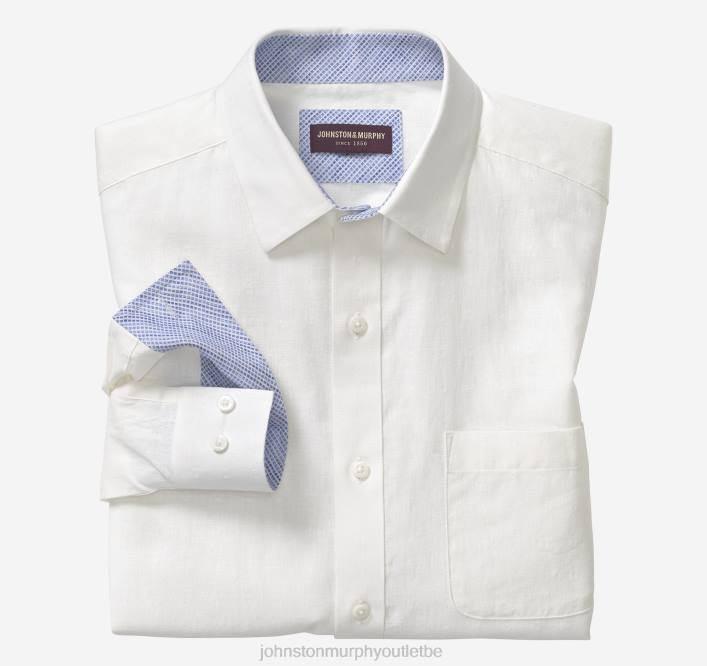 Johnston & Murphy Hommes chemise en lin mélangé lavé TXRN585 vêtements diamant blanc