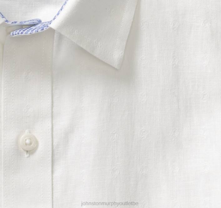 Johnston & Murphy Hommes chemise en lin mélangé lavé TXRN585 vêtements diamant blanc