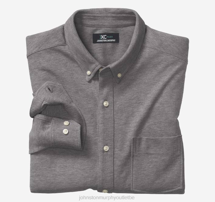 Johnston & Murphy Hommes chemise en maille à manches longues xc flex birdeye TXRN777 vêtements gris clair