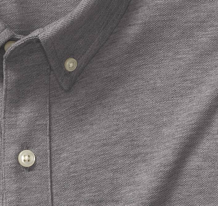 Johnston & Murphy Hommes chemise en maille à manches longues xc flex birdeye TXRN777 vêtements gris clair