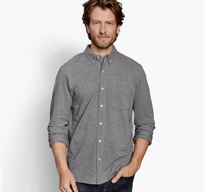 Johnston & Murphy Hommes chemise en maille à manches longues xc flex birdeye TXRN777 vêtements gris clair