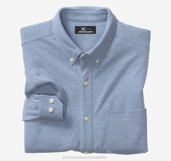 Johnston & Murphy Hommes chemise en maille à manches longues xc flex birdeye TXRN869 vêtements bleu clair