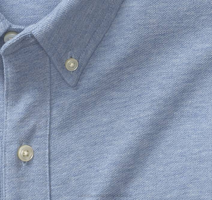 Johnston & Murphy Hommes chemise en maille à manches longues xc flex birdeye TXRN869 vêtements bleu clair