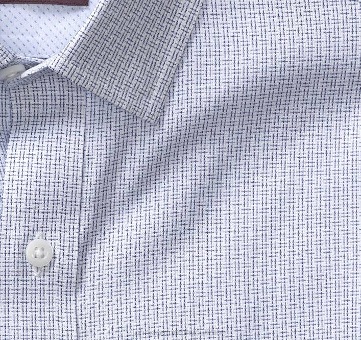 Johnston & Murphy Hommes chemise habillée à manches longues TXRN486 vêtements grille de tiret bleue