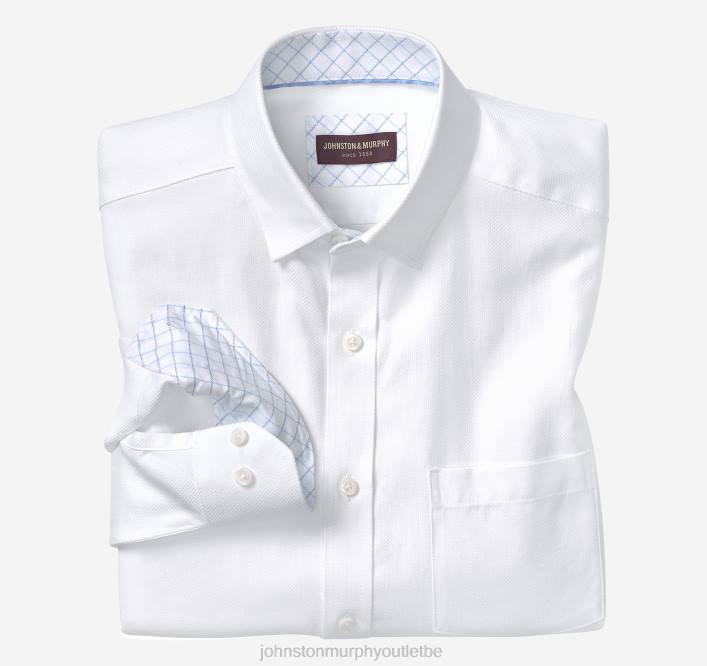 Johnston & Murphy Hommes chemise habillée à manches longues TXRN588 vêtements oeil d'oiseau blanc solide