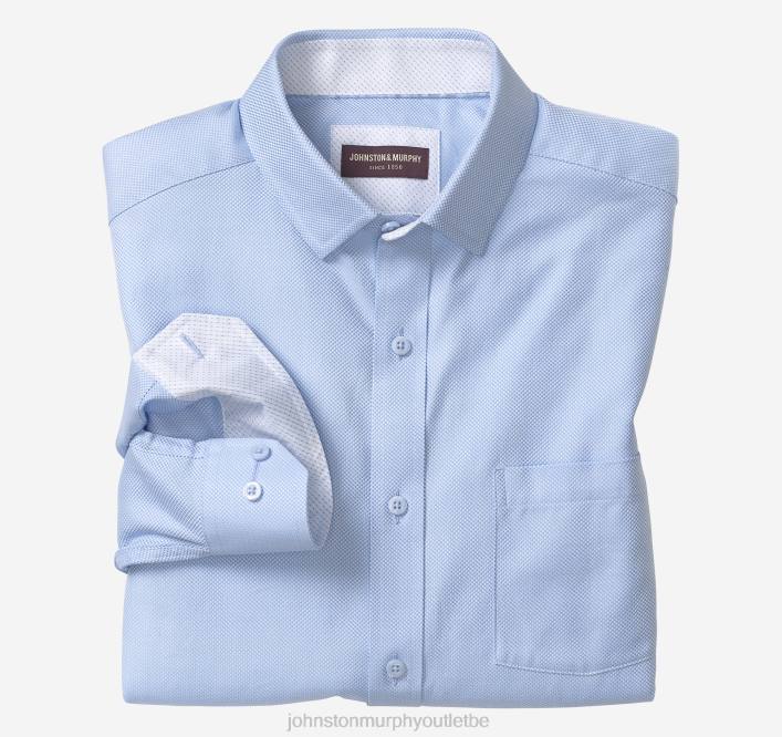 Johnston & Murphy Hommes chemise habillée à manches longues TXRN589 vêtements oeil d'oiseau bleu solide