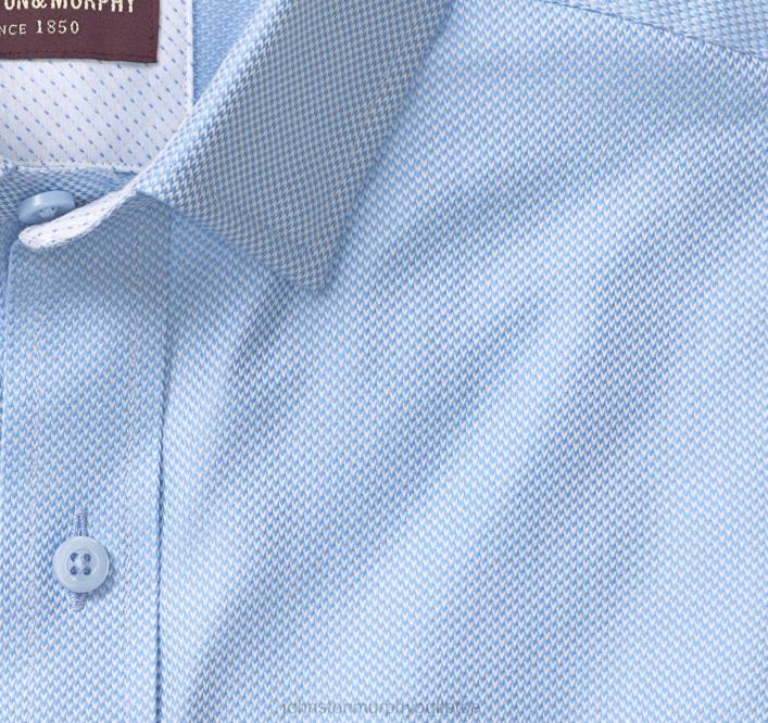 Johnston & Murphy Hommes chemise habillée à manches longues TXRN589 vêtements oeil d'oiseau bleu solide