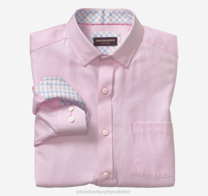 Johnston & Murphy Hommes chemise habillée à manches longues TXRN590 vêtements oeil d'oiseau rose uni