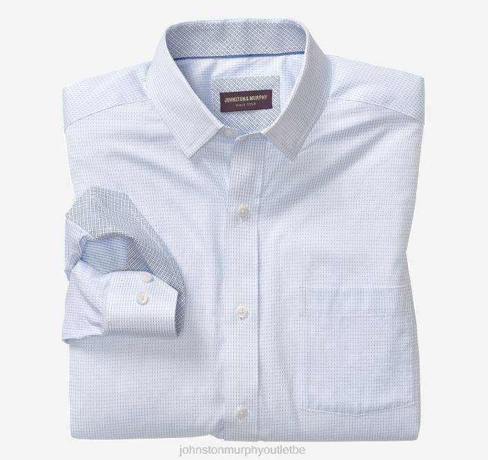 Johnston & Murphy Hommes chemise habillée à manches longues TXRN614 vêtements tiret vertical blanc