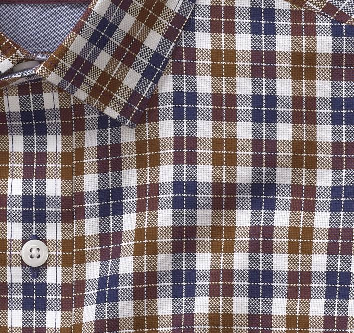 Johnston & Murphy Hommes chemise habillée à manches longues TXRN636 vêtements chèque quad marron