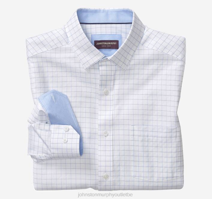 Johnston & Murphy Hommes chemise habillée à manches longues TXRN660 vêtements vitre blanche